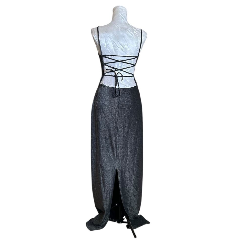 Vintage Sparkling Metallic Cutout Bodycon Dress Womens Sz XS Formal Lace Back - Picture 3 of 16